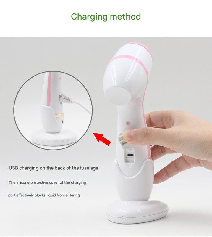 Blue Waterproof Facial Cleansing Spin Brush Set - Rechargeable with 3 Heads & Charging Stand 7