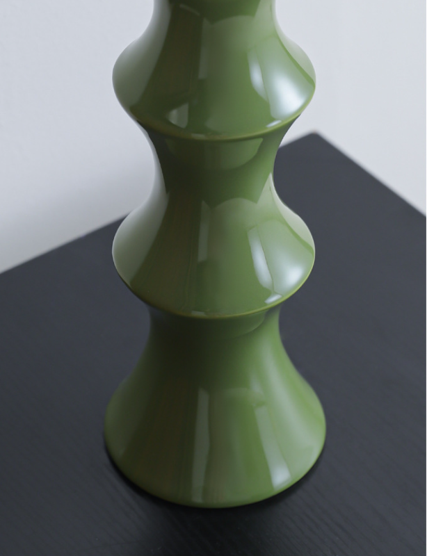 Glossy GreenCeramic Vase - Unique Bamboo-Look Design (25.5x9x7cm) 5