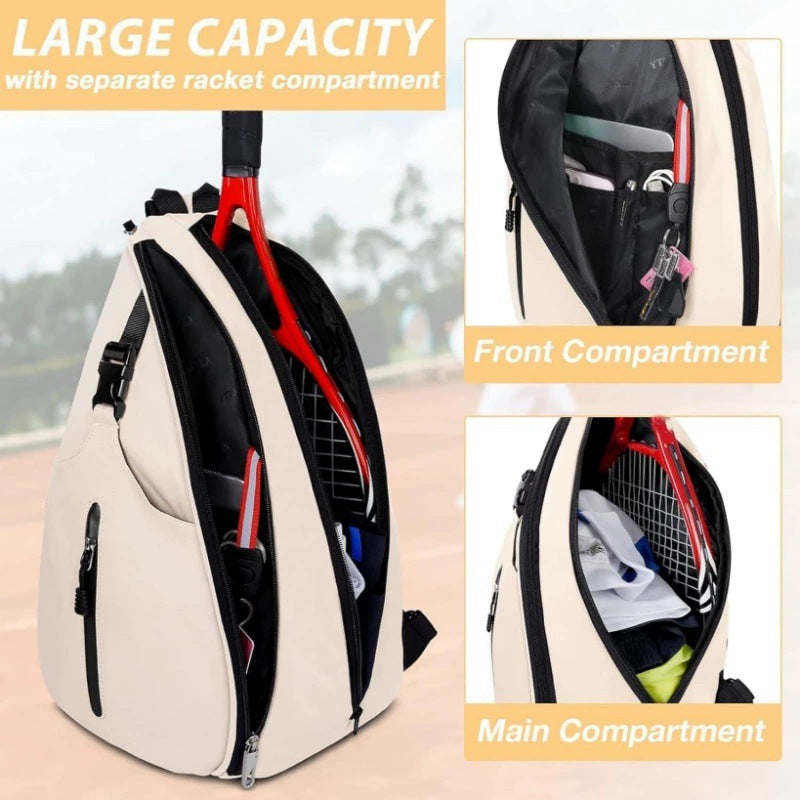 Pink Tennis Pickleball Sling Bag - Crossbody Racket Backpack for Men & Women (33x14x49cm) 5
