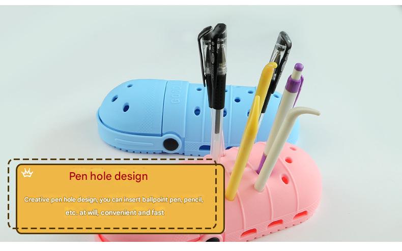 2 - pcs Blue Cute Clog-Shaped Pen Holder for Desk Organization 5