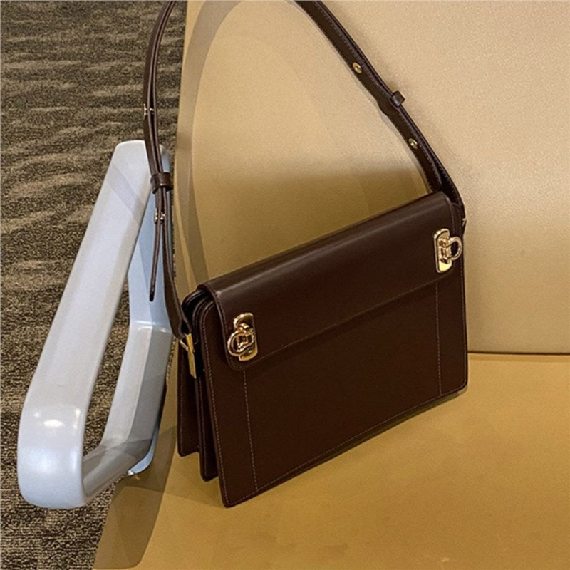Brown Premium Leather Underarm Bag with Elegant Accordion Design 5