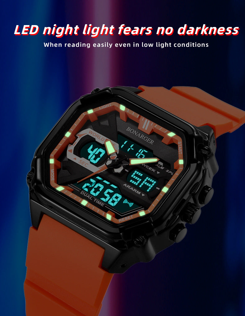 Blue Men's Dual Display Watch - Dual Time Digital Analog Waterproof Sports Watch 4