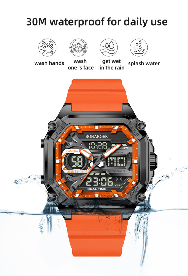 Blue Men's Dual Display Watch - Dual Time Digital Analog Waterproof Sports Watch 6