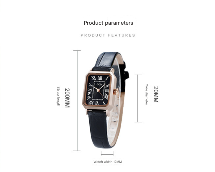 Rose gold shell, white plate and coffee strap Ladies Quartz Watch - Classic Rectangular, Leather Band 3
