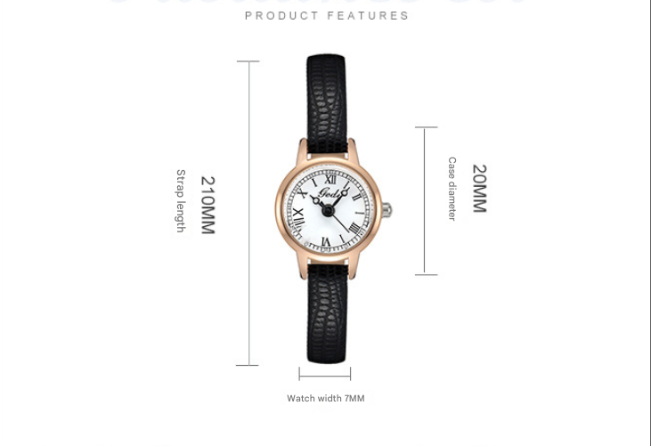 Coffee shell coffee tray coffee belt Delicate Women's Watch - 20mm Roman Numeral Dial, Leather Strap 3