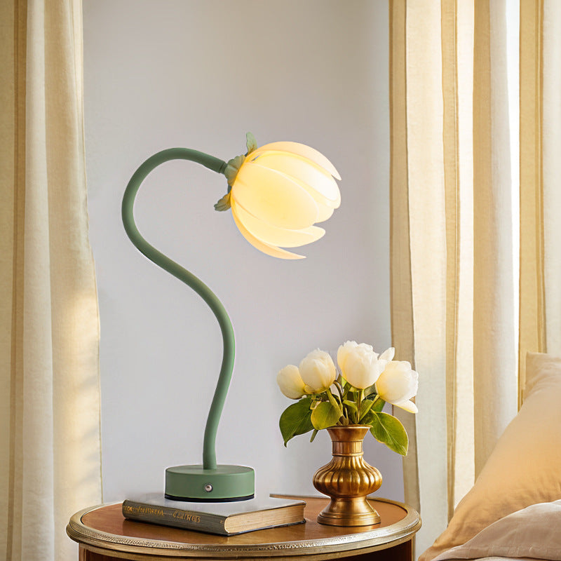 Green LED Tulip Desk Lamp - Flexible Gooseneck, Decorative Flower Table Light 4