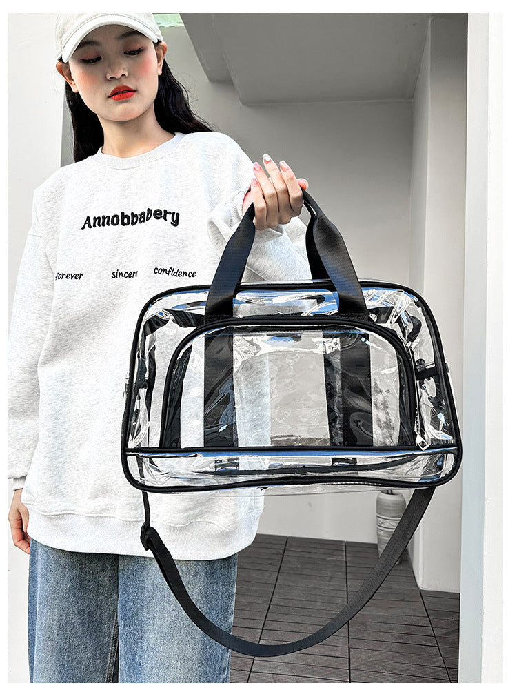 Black transparent Multi-Purpose Clear PVC Bag - Travel, Fitness, Storage Tote (42x26x15cm) 3