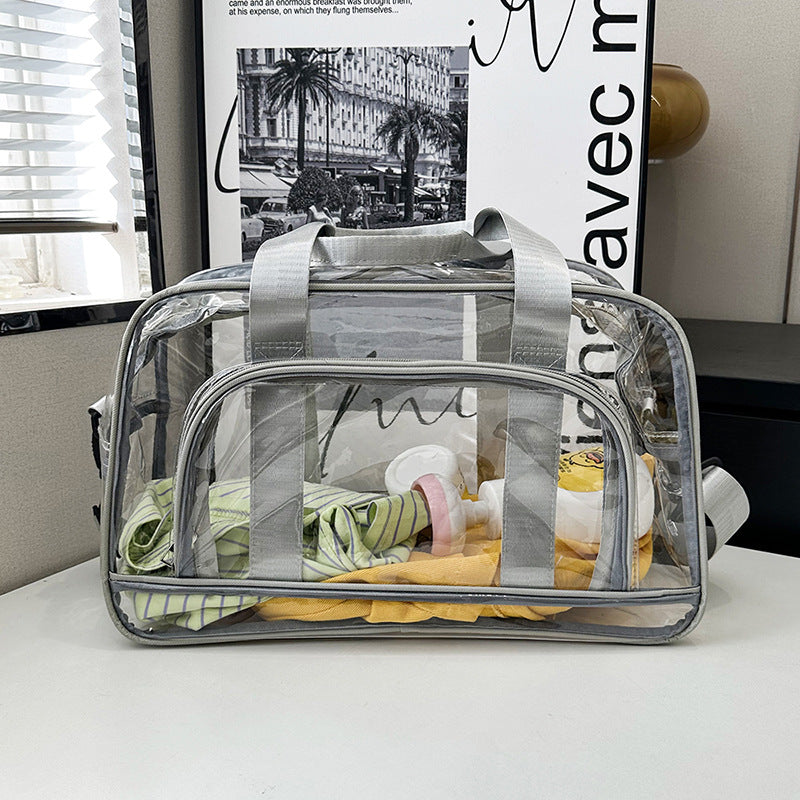 Silver transparent Multi-Purpose Clear PVC Bag - Travel, Fitness, Storage Tote (50x32x18cm)
