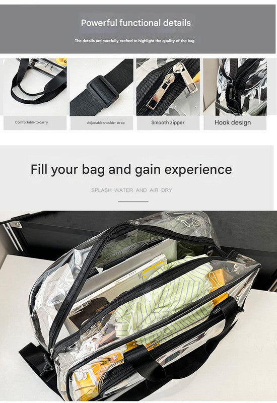 Silver transparent Multi-Purpose Clear PVC Bag - Travel, Fitness, Storage Tote (42x26x15cm) 4