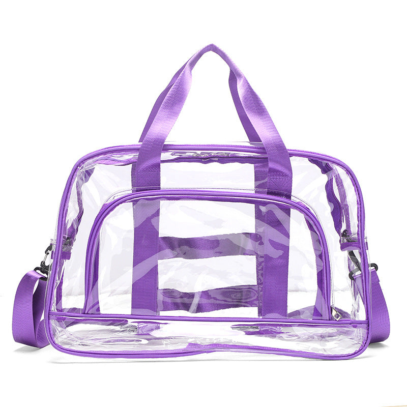 Purple transparent Multi-Purpose Clear PVC Bag - Travel, Fitness, Storage Tote (42x26x15cm)