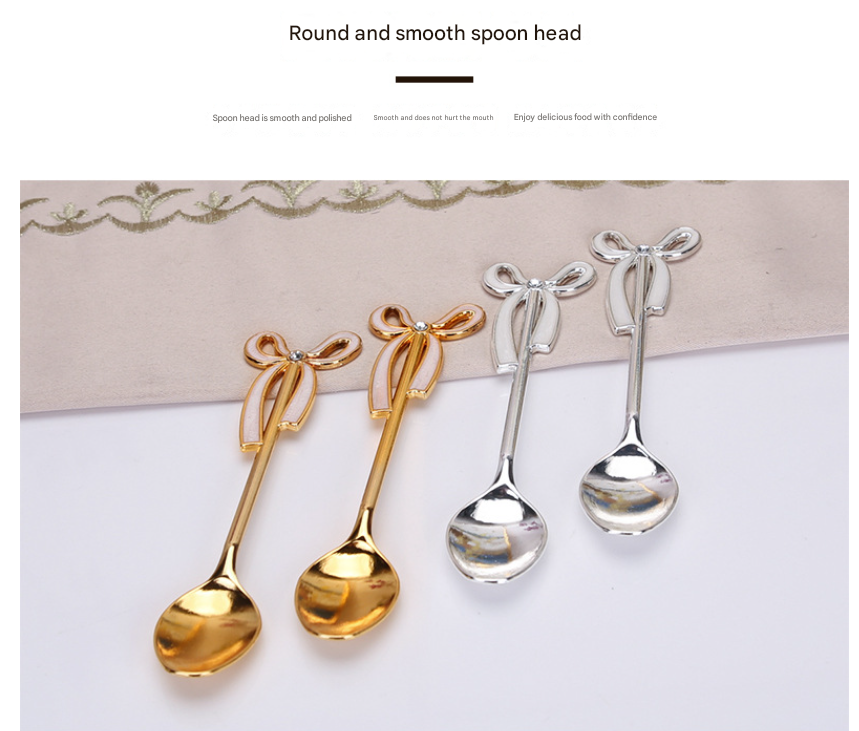 Elegant Swan Base Spoon Holder Set with 6 Coffee/Dessert Spoons(Gold and white spoon) 5
