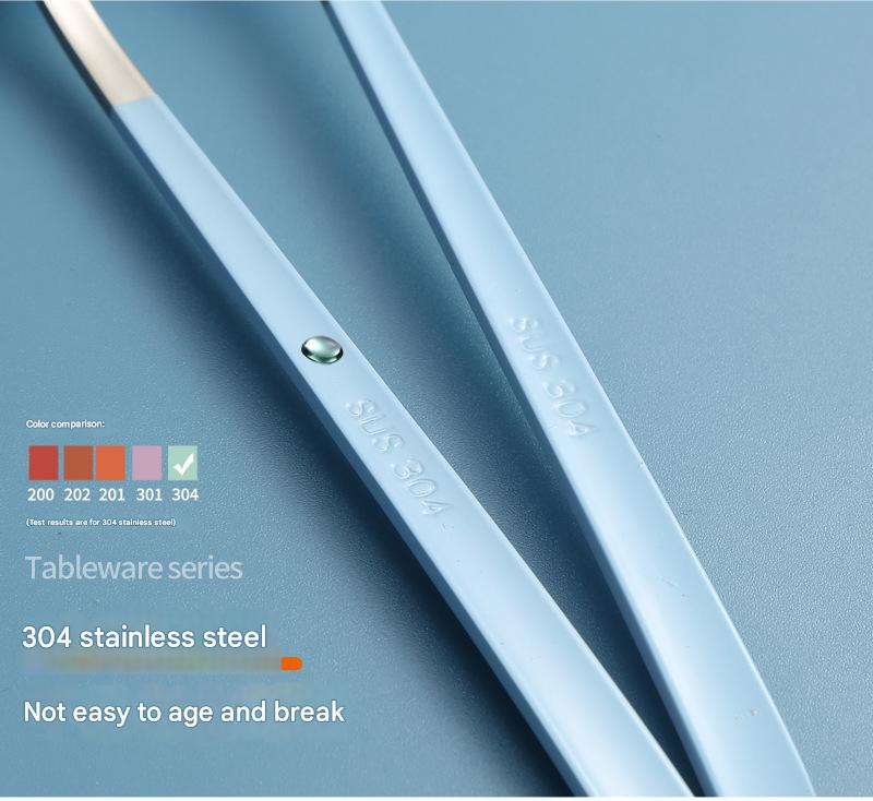 2 - pcs Light blue Reusable Travel Utensil Set with Case - 304 Stainless Steel Spoon, Fork & Chopsticks 5
