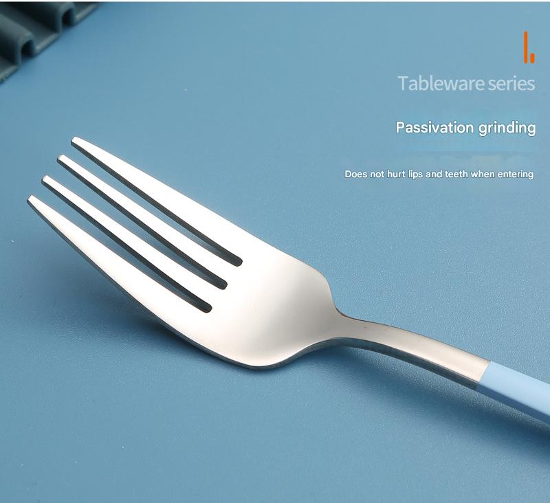 2 - pcs Light blue Reusable Travel Utensil Set with Case - 304 Stainless Steel Spoon, Fork & Chopsticks 6