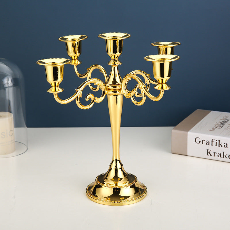 Gold Elegant Metal Candelabra 5 Arm Candle Holder -  Decorative Candelabra for Home, Weddings, Events 3