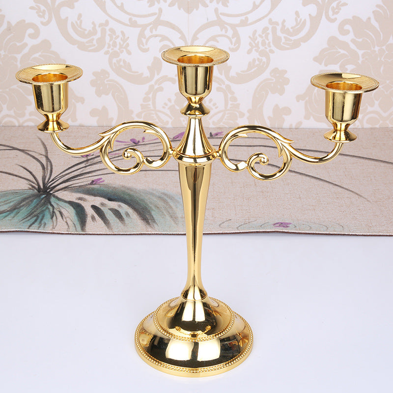 Gold Elegant Metal Candelabra 3 Arm Candle Holder -  Decorative Candelabra for Home, Weddings, Events