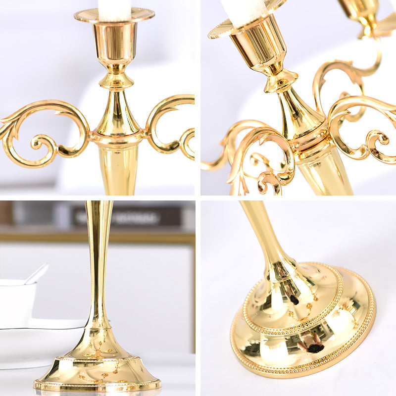 Gold Elegant Metal Candelabra 3 Arm Candle Holder -  Decorative Candelabra for Home, Weddings, Events