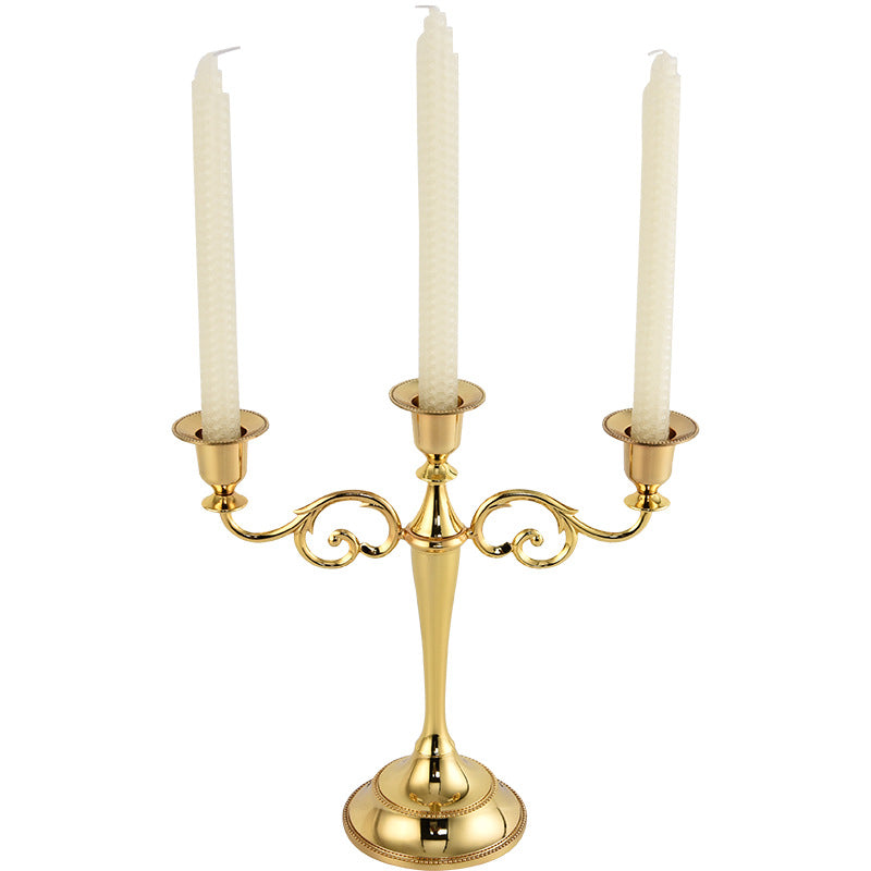 Gold Elegant Metal Candelabra 3 Arm Candle Holder -  Decorative Candelabra for Home, Weddings, Events 3