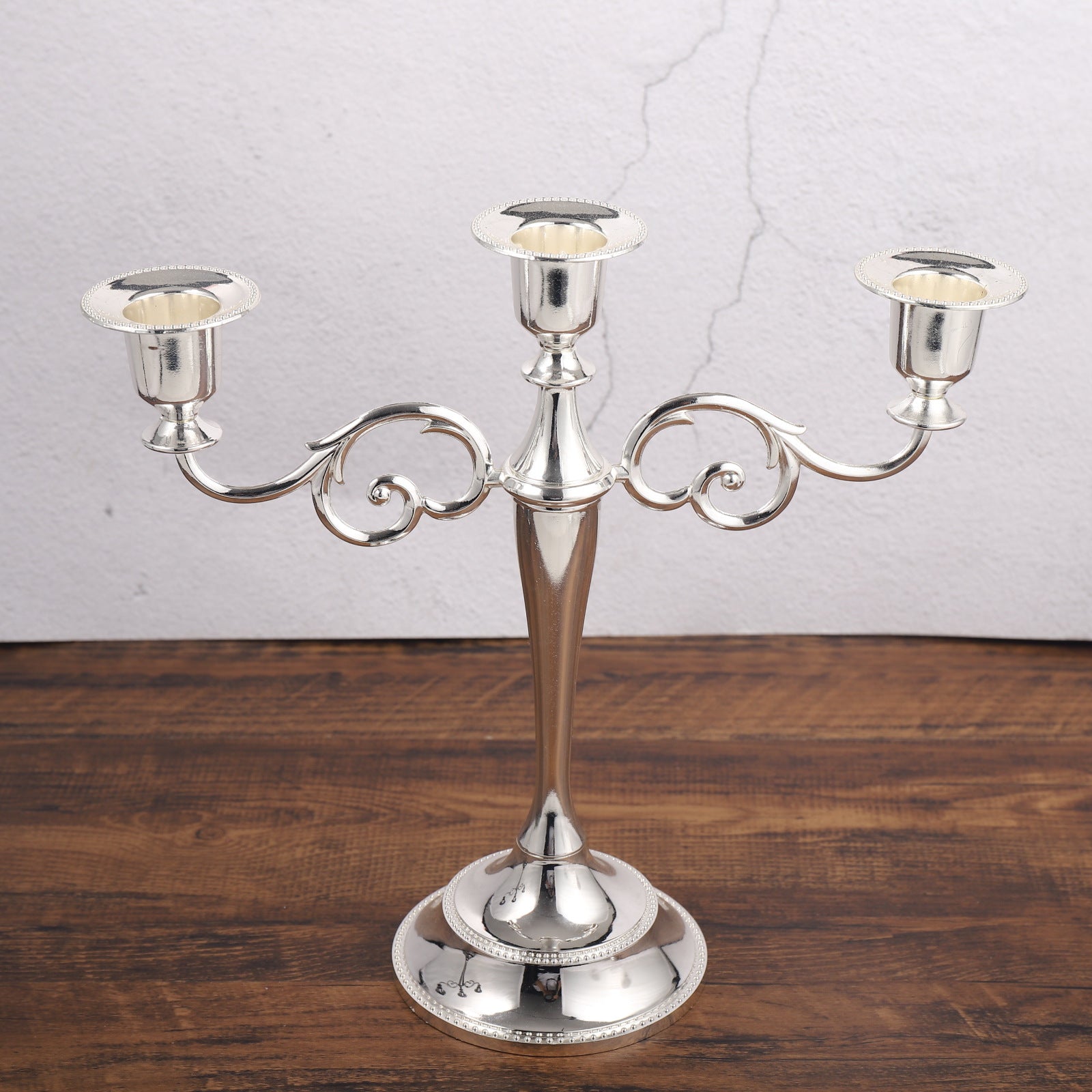 Silver Elegant Metal Candelabra 3 Arm Candle Holder -  Decorative Candelabra for Home, Weddings, Events 3