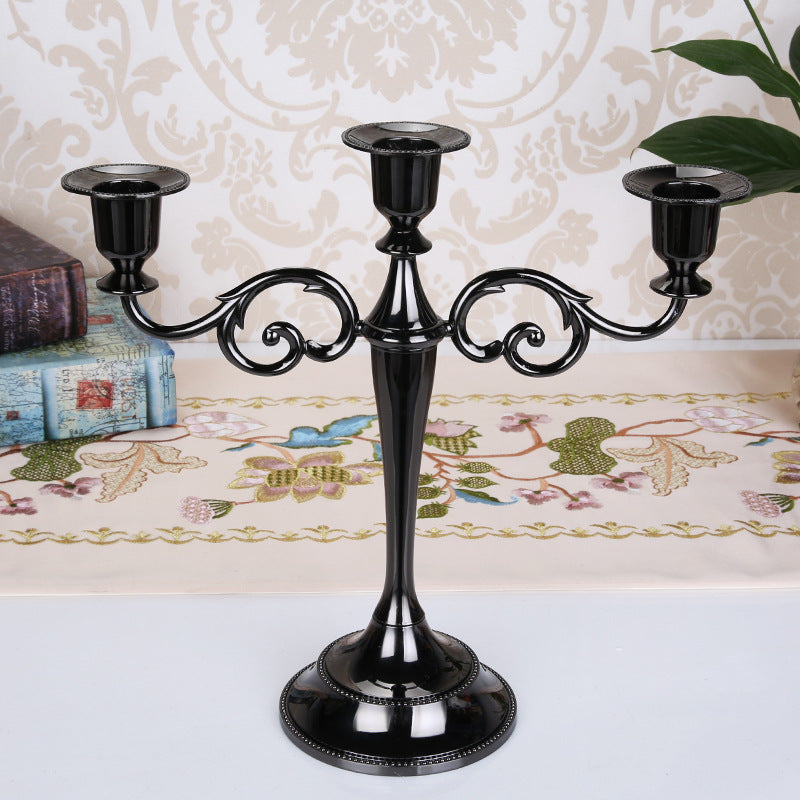 Black Elegant Metal Candelabra 3 Arm Candle Holder -  Decorative Candelabra for Home, Weddings, Events 3