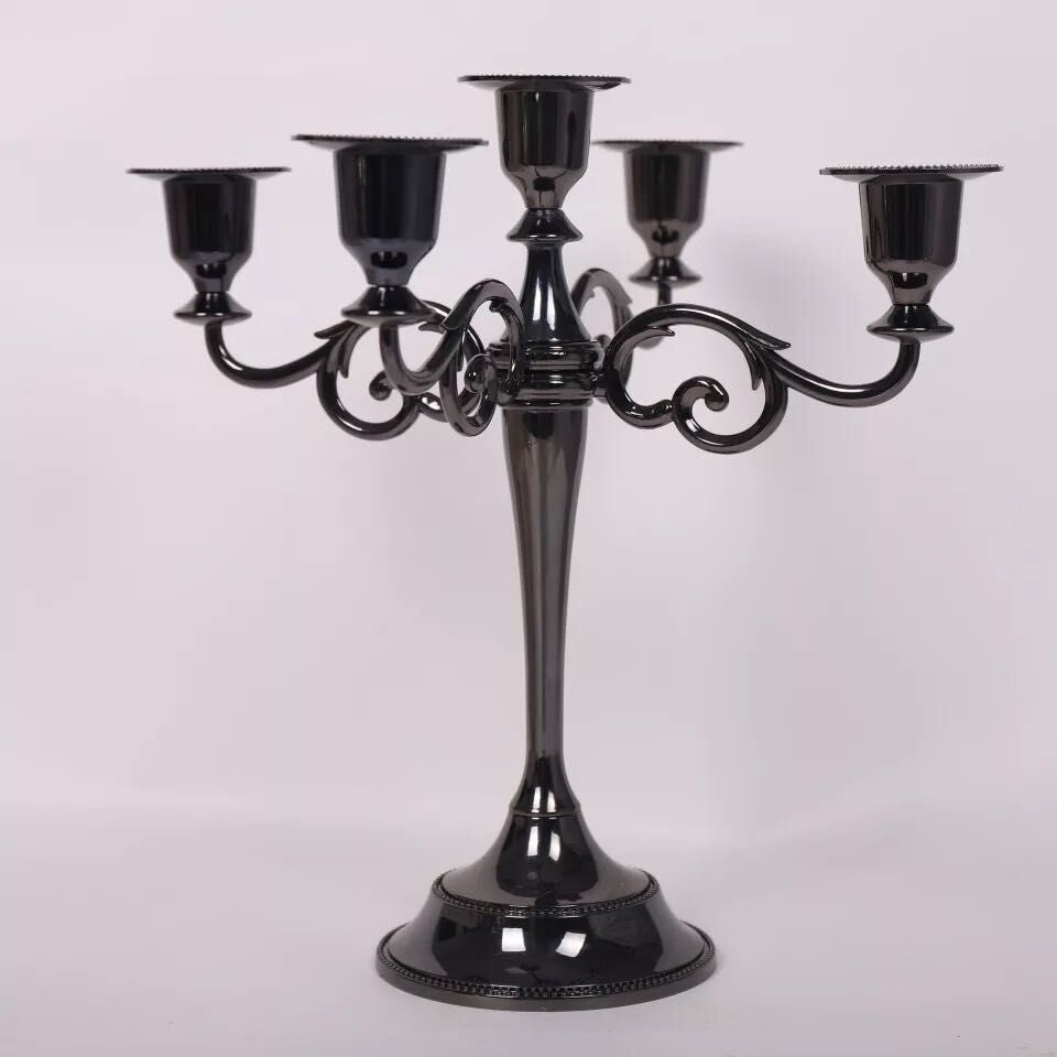Black Elegant Metal Candelabra 5 Arm Candle Holder -  Decorative Candelabra for Home, Weddings, Events 3