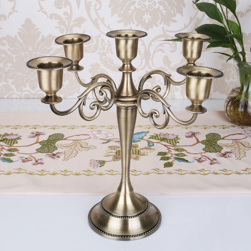 Copper Elegant Metal Candelabra 5 Arm Candle Holder -  Decorative Candelabra for Home, Weddings, Events