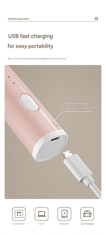 Pink Cordless Drink Mixer & Frother Wand - USB Powered(Spring bubbler head) 3