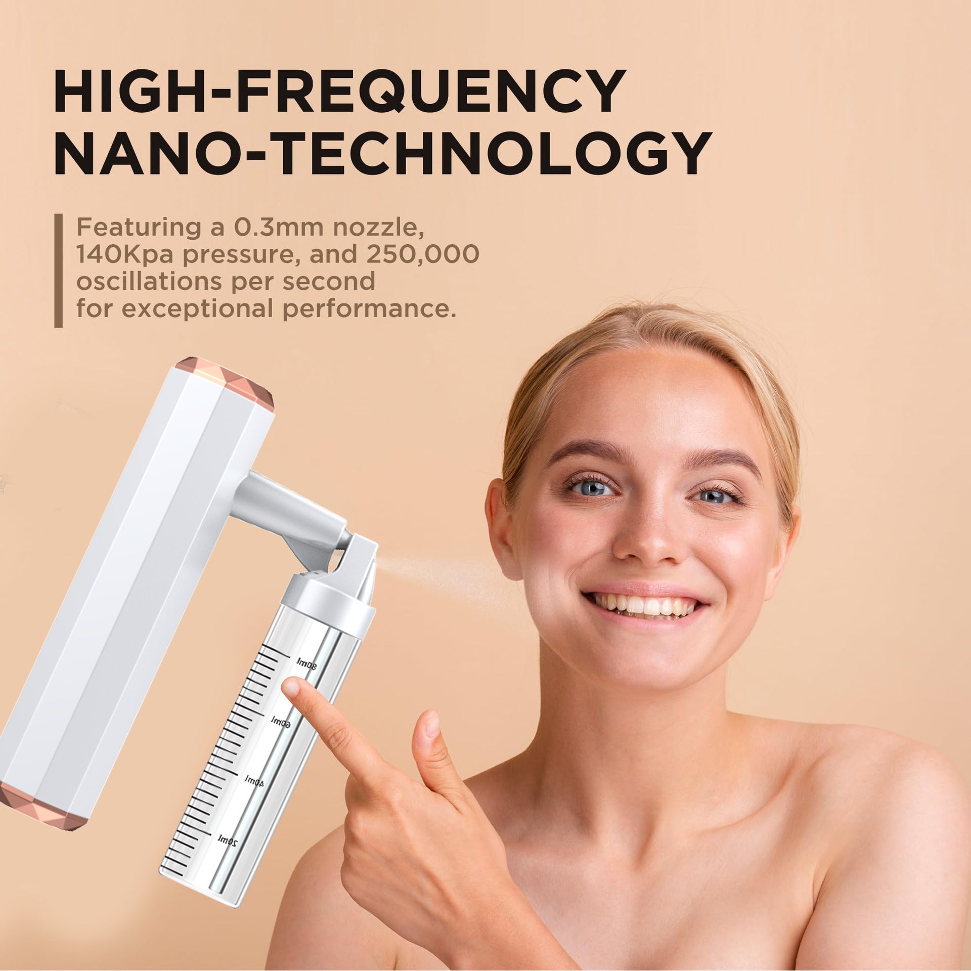 White Rechargeable Facial Oxygen Sprayer - Home Use Nano Mist Beauty Tool