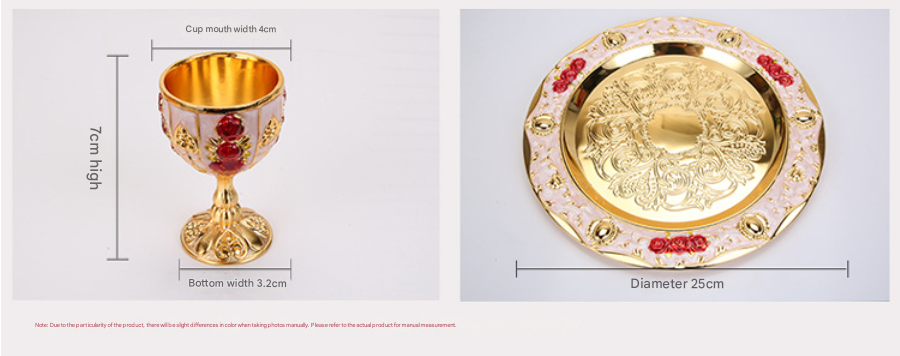 Vintage Palace Style Liquor Serving Set - Metal Pot, 6 Cups & Tray (Silvery blue rose) 4