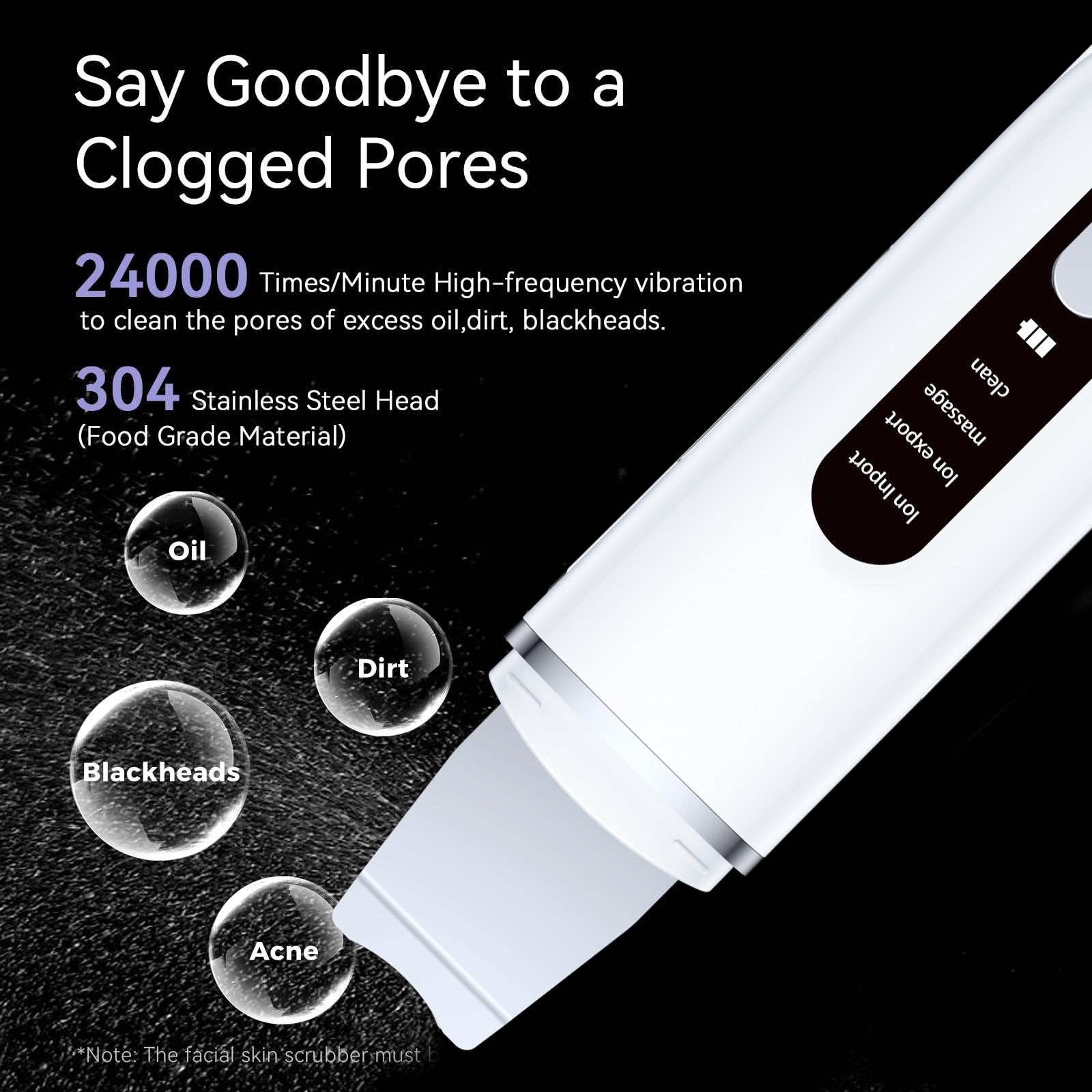 Rechargeable Ultrasonic Facial Spatula - Deep Pore Cleanser & Exfoliator 3