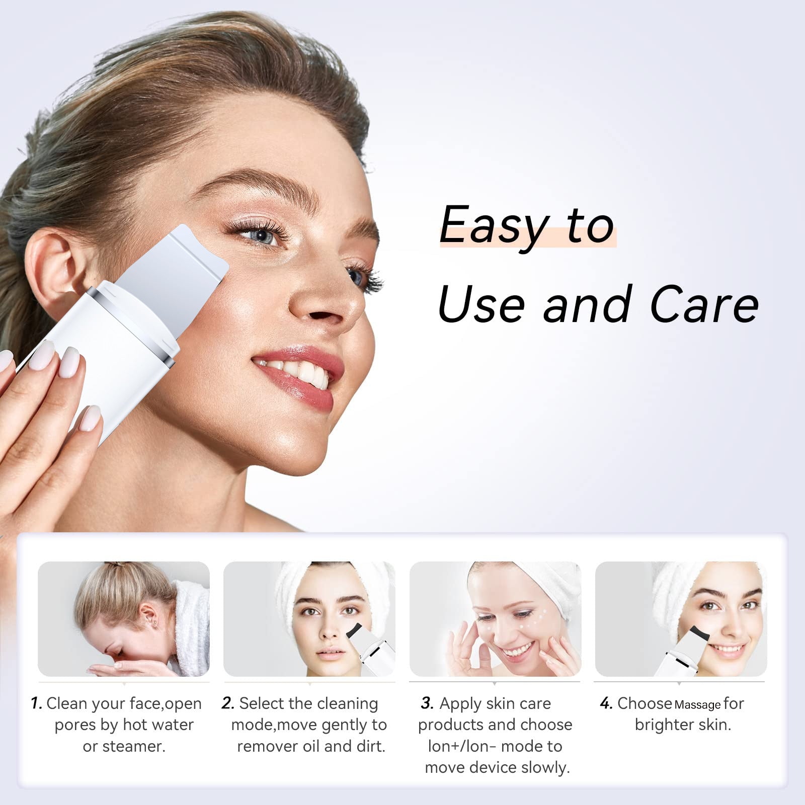 Rechargeable Ultrasonic Facial Spatula - Deep Pore Cleanser & Exfoliator 5