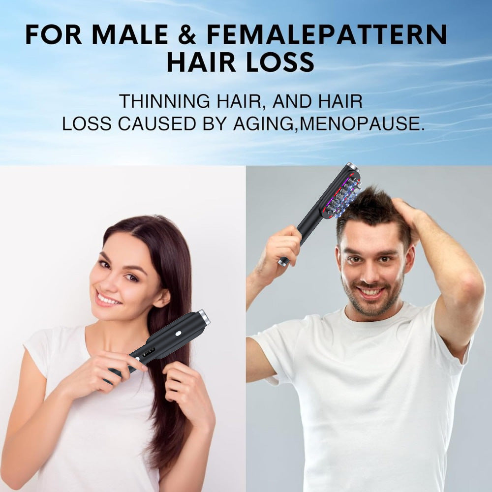 Green Vibrating Scalp Massager Comb - LED Therapy & Oil Infuser for Hair Growth 3