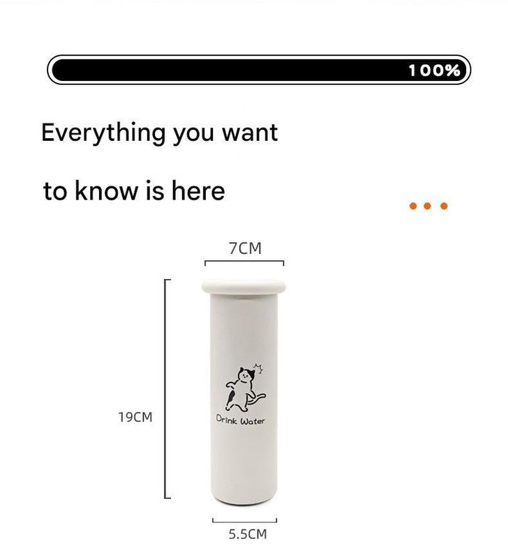 Mini Insulated Coffee Cup - 316 Stainless Steel, Portable & Stylish - White Kitten (300ml+cup brush) 8