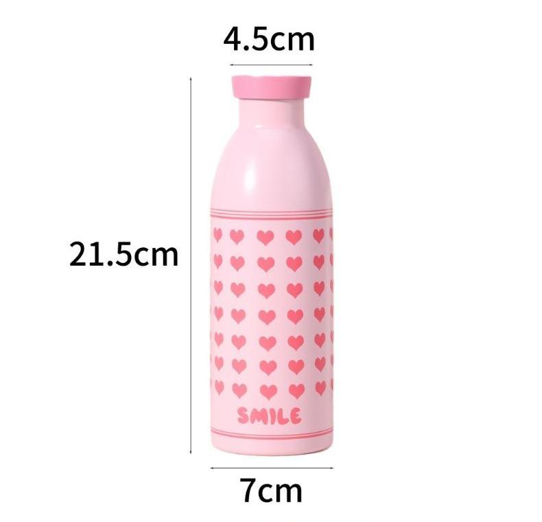 Cute Milk Bottle Thermos - 500ml Stainless Steel Insulated Water Bottle (Purple Stripes) 3