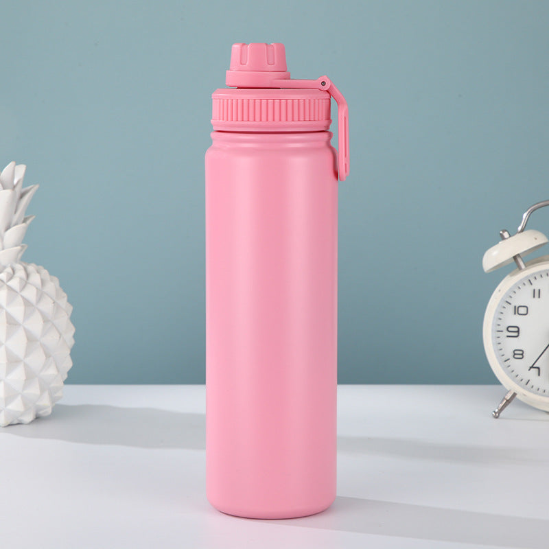 Pink Portable Travel Thermos Bottle - Leakproof Stainless Steel Flask with Carry Handle (18oz - 540ml)