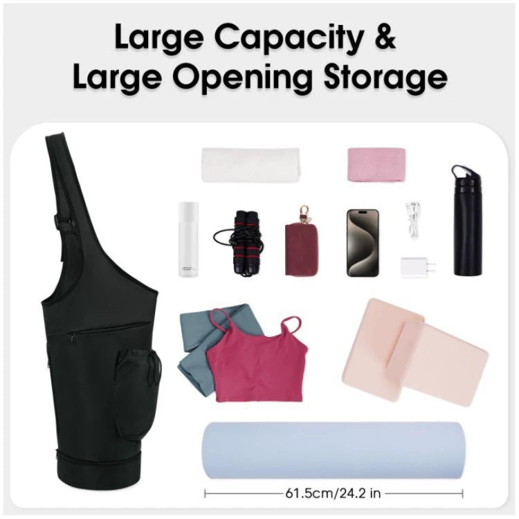 Blue All-in-One Yoga Sling Bag - Fits Mat & Gear, Large Opening, Side Pockets