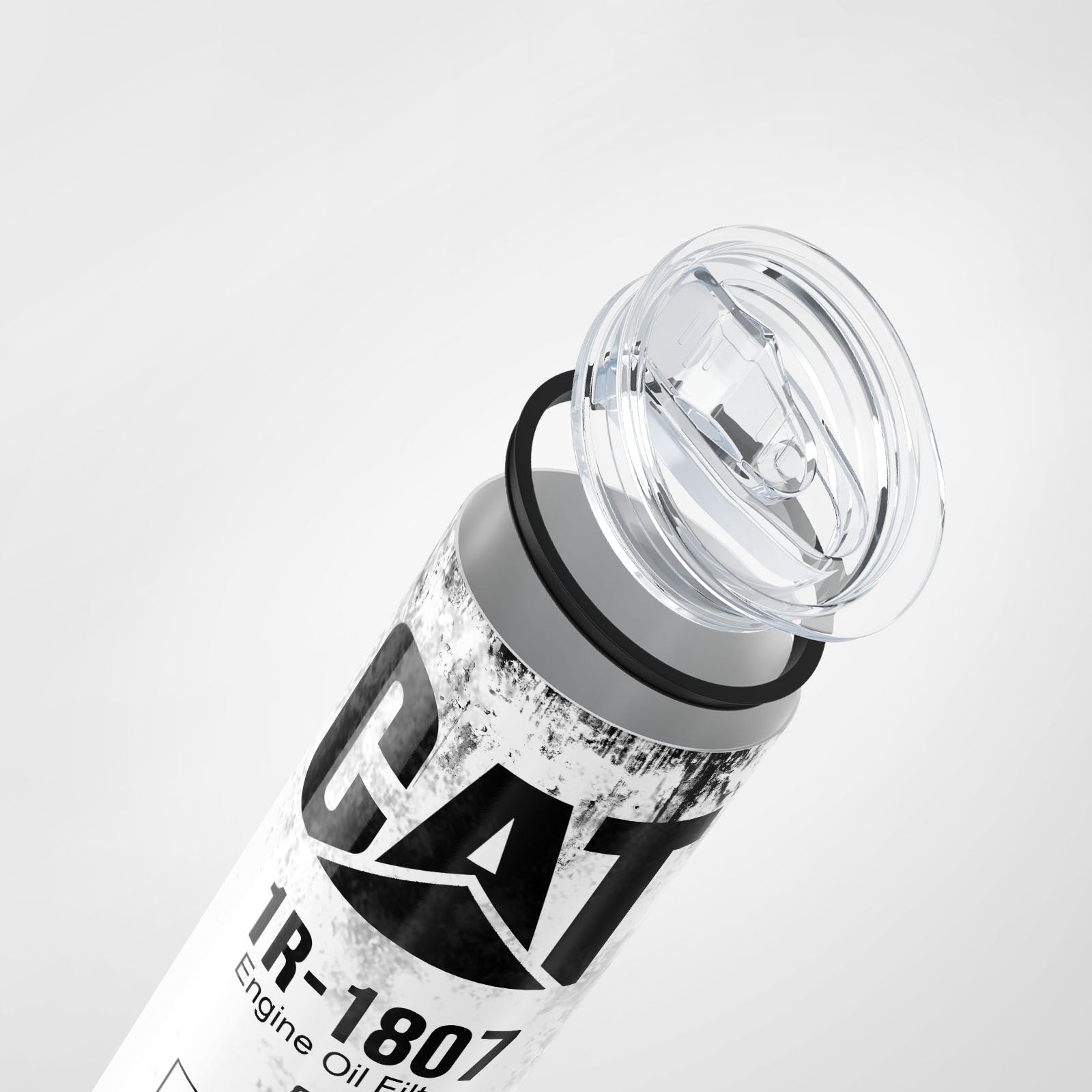 White Skinny Tumbler (591ml) - Fun CAT Oil Filter Replica for Construction Fans 4