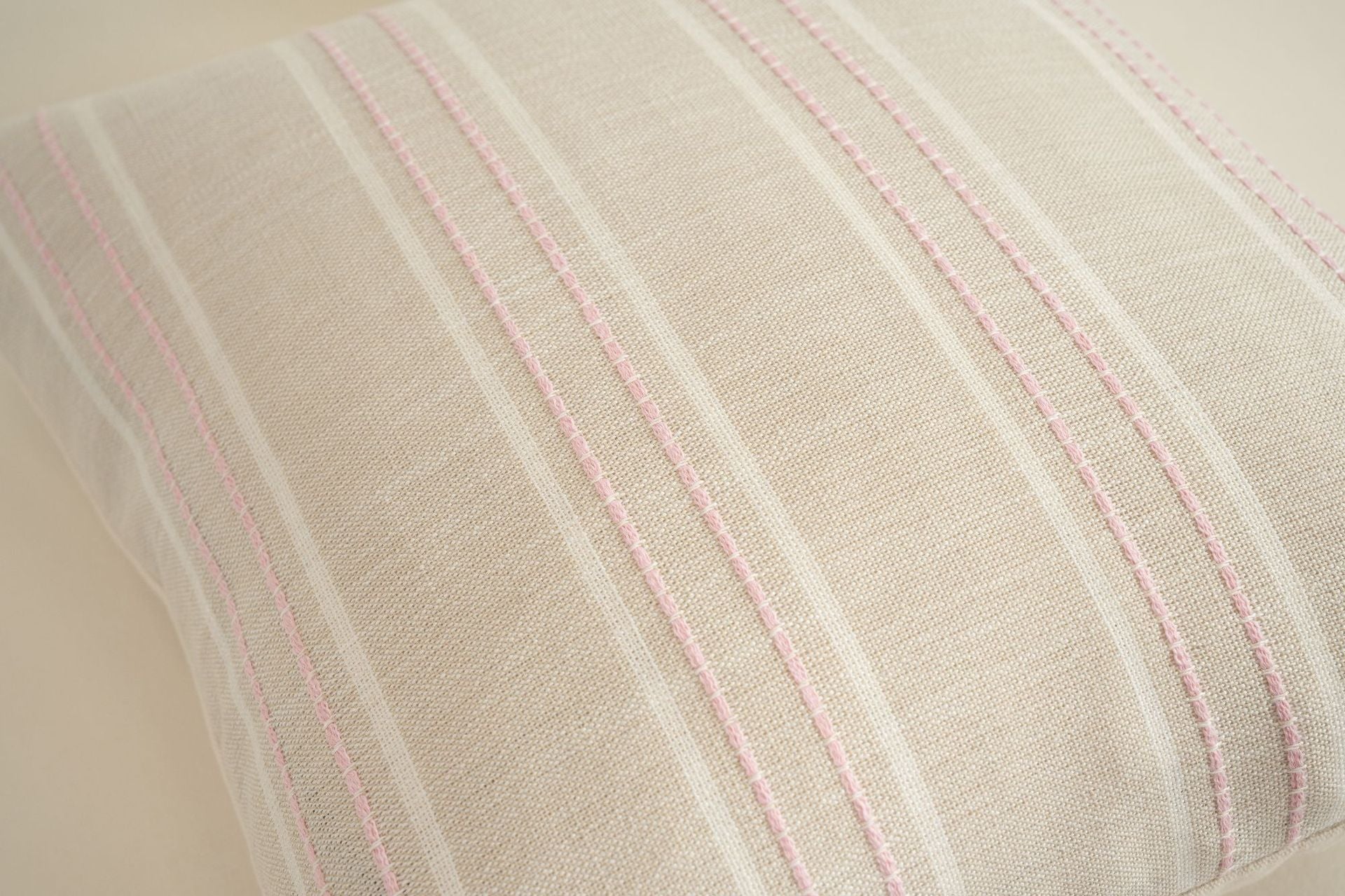 Textured Vertical Striped Pillowcases - Scandinavian Home Decor Accents (Pink Stripes Pair - 45x45cm)