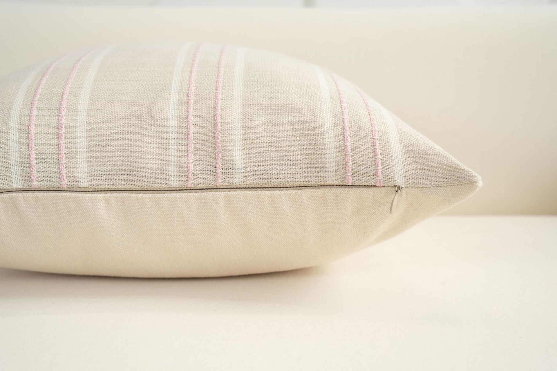 Textured Vertical Striped Pillowcases - Scandinavian Home Decor Accents (Pink Stripes Pair - 45x45cm) 3