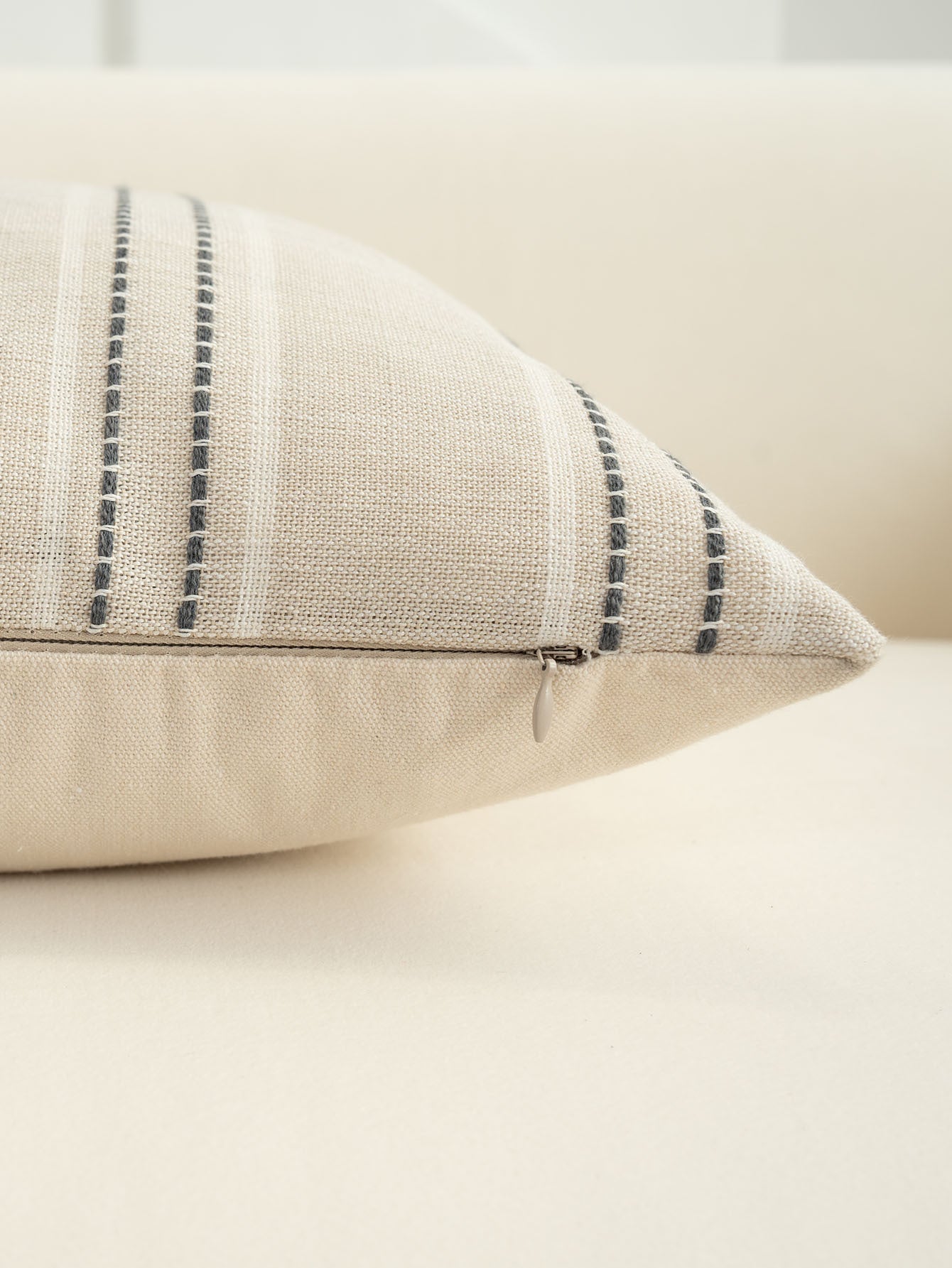 Textured Vertical Striped Pillowcases - Scandinavian Home Decor Accents (Grey Stripes Pair - 45x45cm) 4