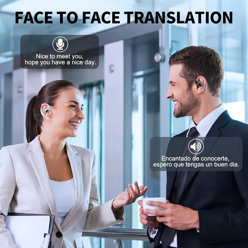 Black Comfortable Open-Ear Bluetooth Headset - Real-Time Translation, LED Display 4