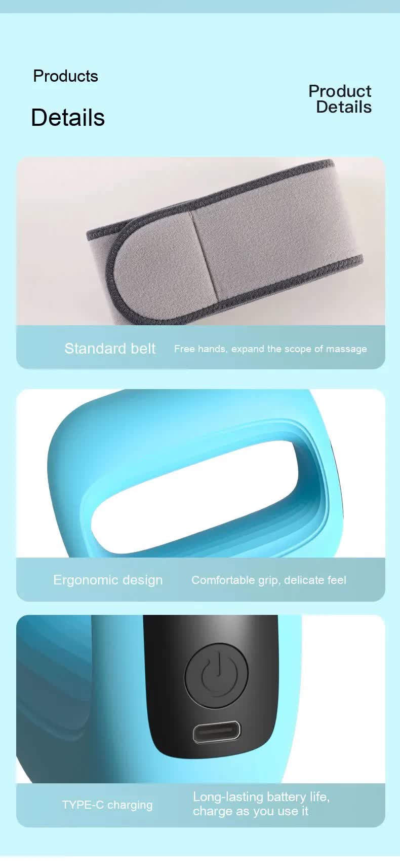 Portable Electric Muscle Relaxation Ring Massager - with Digital Display Blue 4