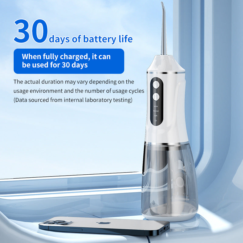 Portable Electric Oral Irrigator with 4 Nozzles 3 Pressure Modes - Black 7