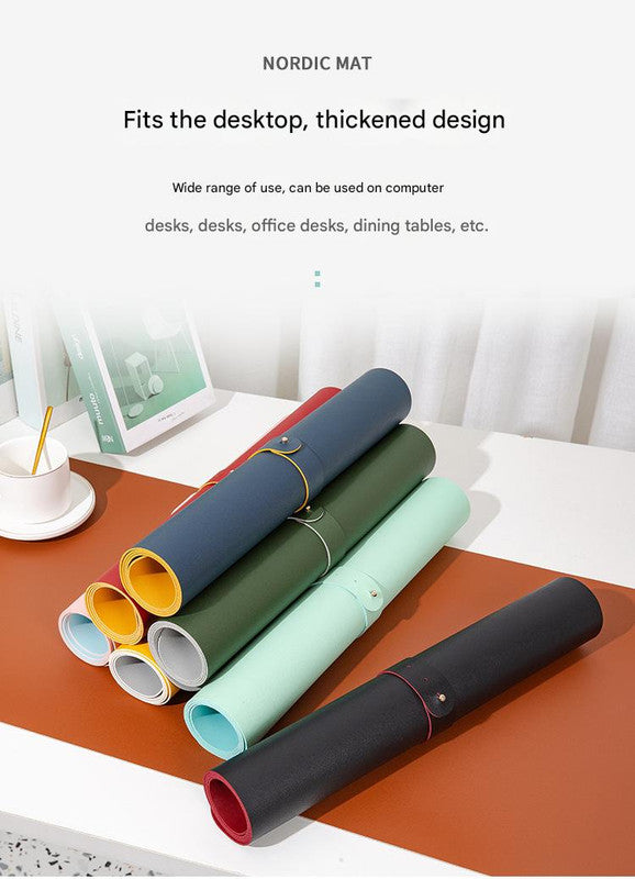2 PCS Green Extra-Large Leather Table Mat for Study & Work - Pad for Students & Office Use (60x30cm) 3