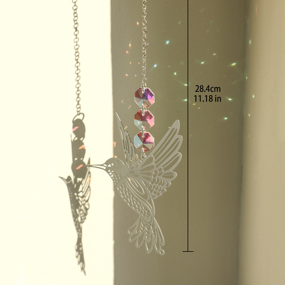 (Style B)2 PCS Hummingbird Metal Suncatcher with Crystal Accents - for Window or Wall Indoor Hanging Ornament 3