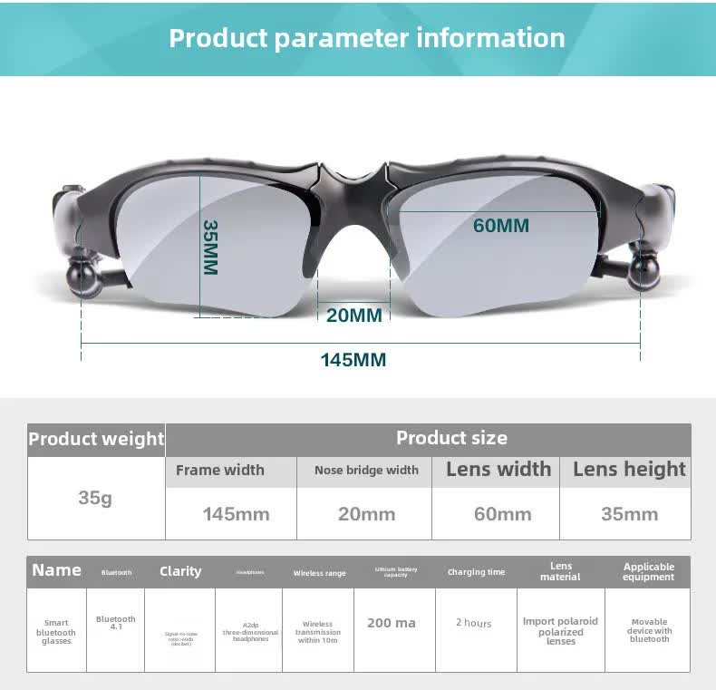 Black Bluetooth Sunglasses with Wireless Earbuds for Music and Calls 4