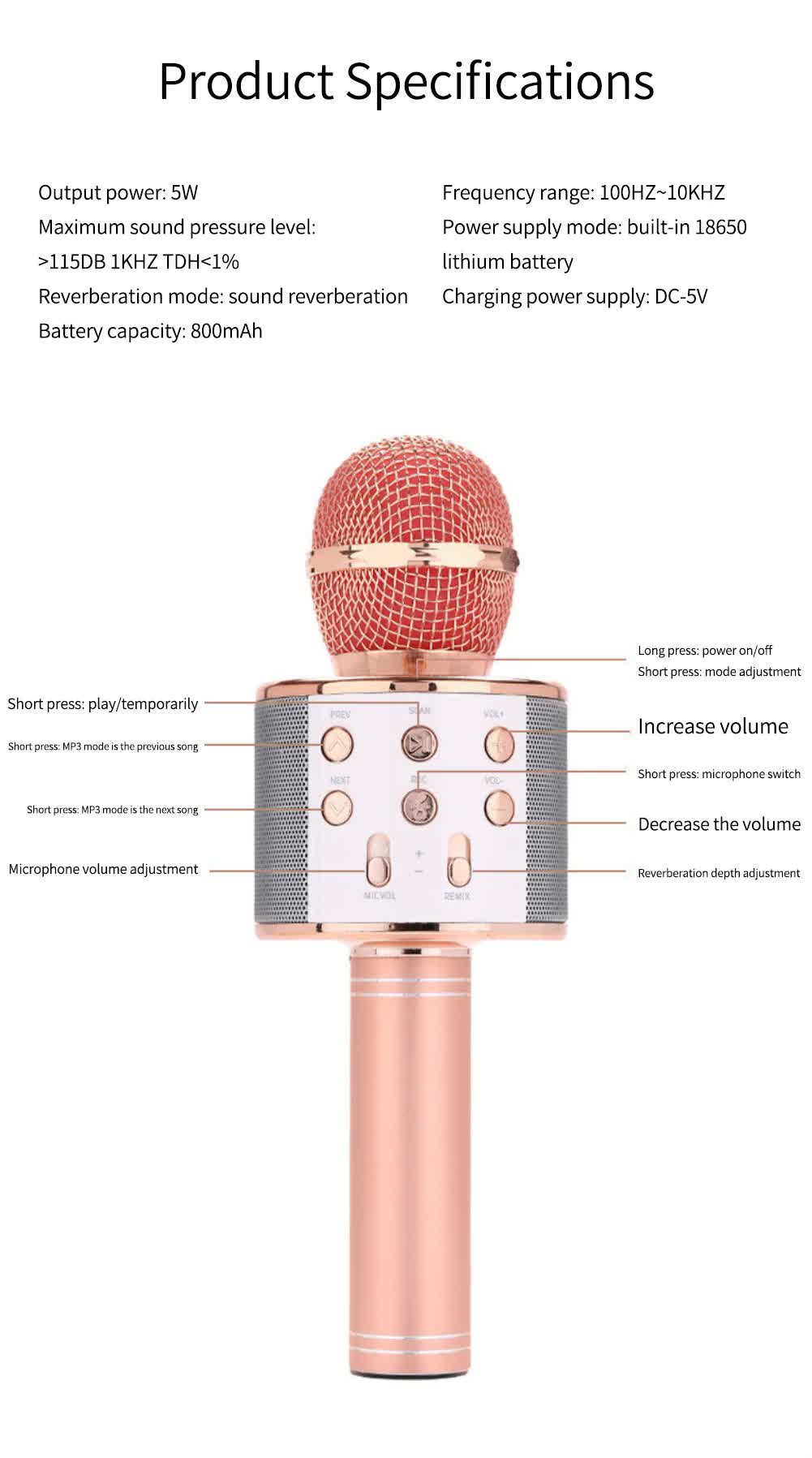 Blue Bluetooth 5.0 Karaoke Microphone for Family Entertainment 3