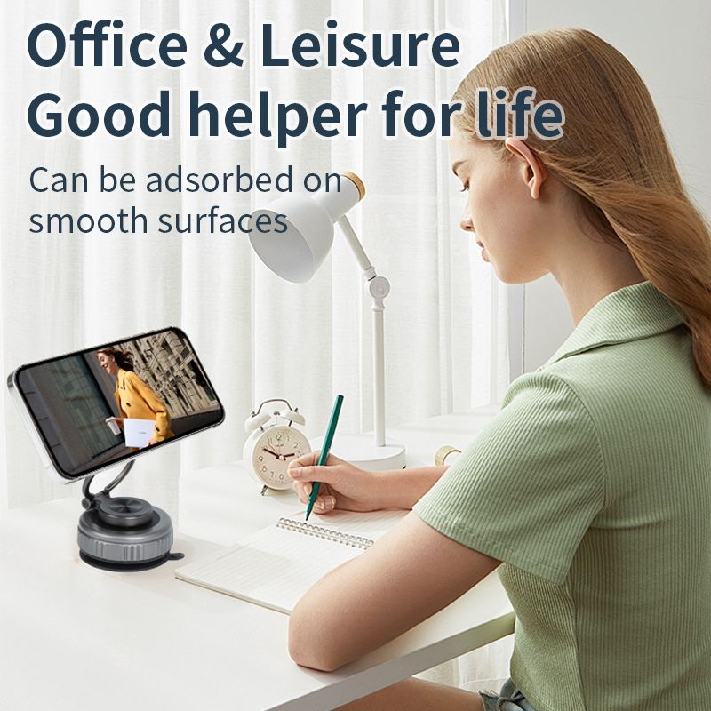 Gray Foldable Vacuum Suction Phone Stand for Navigation and Calls 4