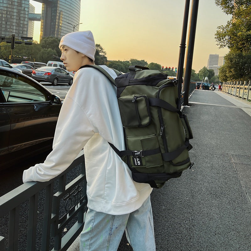 Green Unisex Travel Bag with Utility Buckles and Wet/Dry Compartments 3