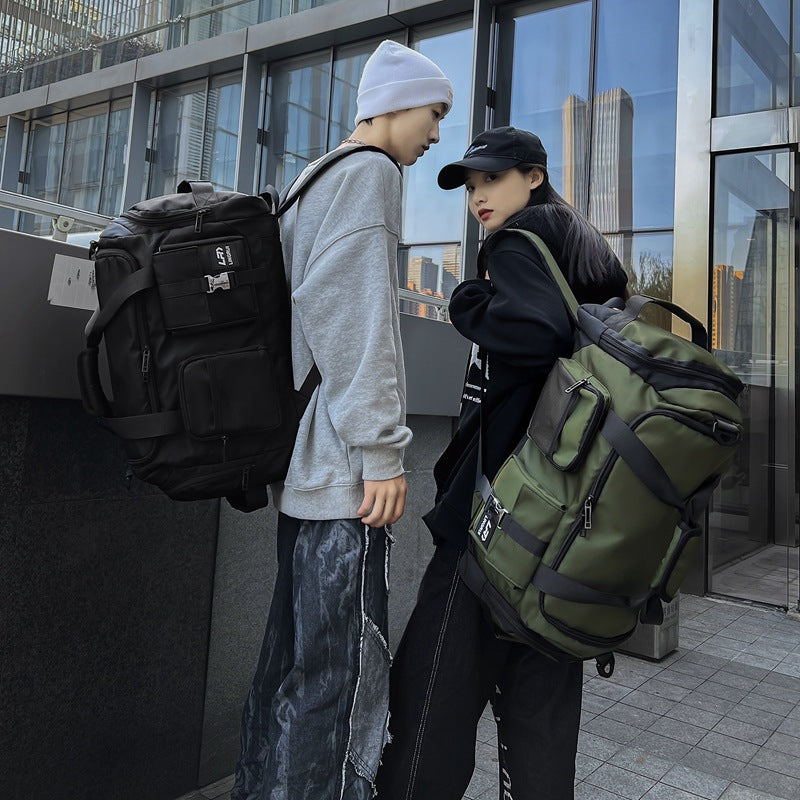 Green Unisex Travel Bag with Utility Buckles and Wet/Dry Compartments 4