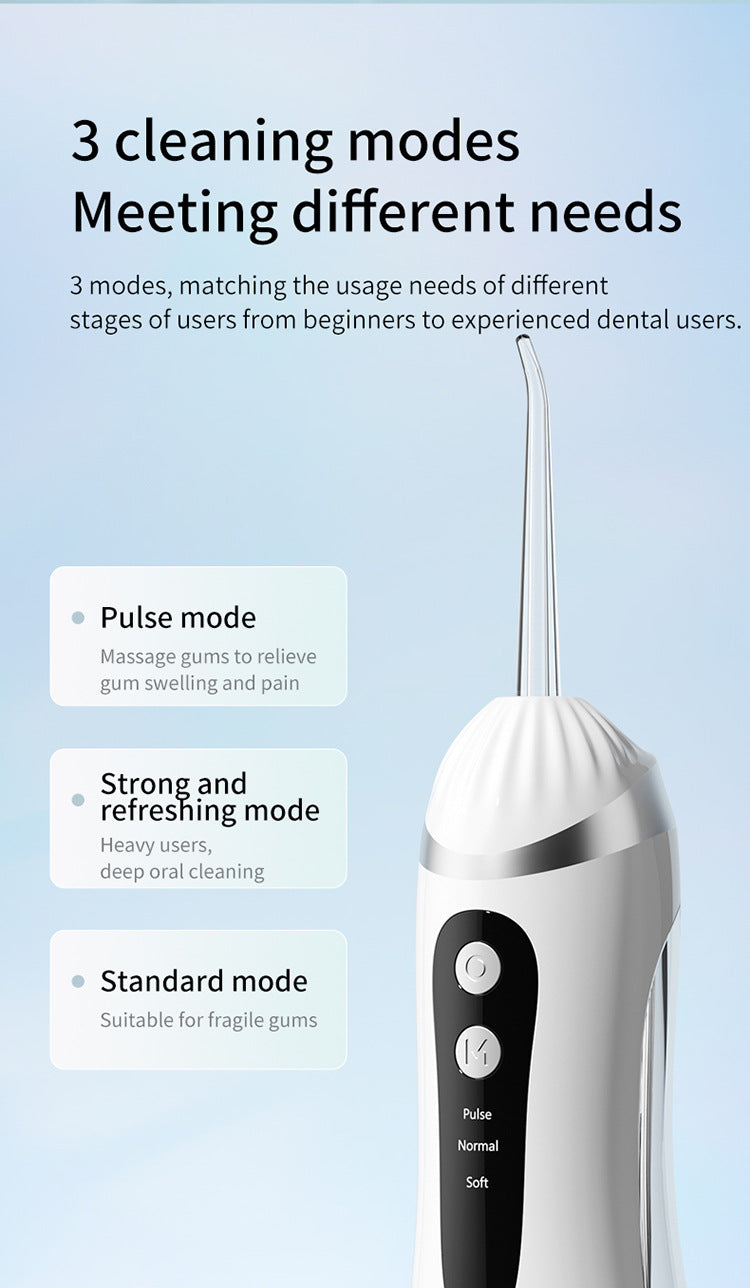 White Portable Ultrasonic Oral Irrigator with 3 Cleaning Modes Smart Teeth Cleaning Machine